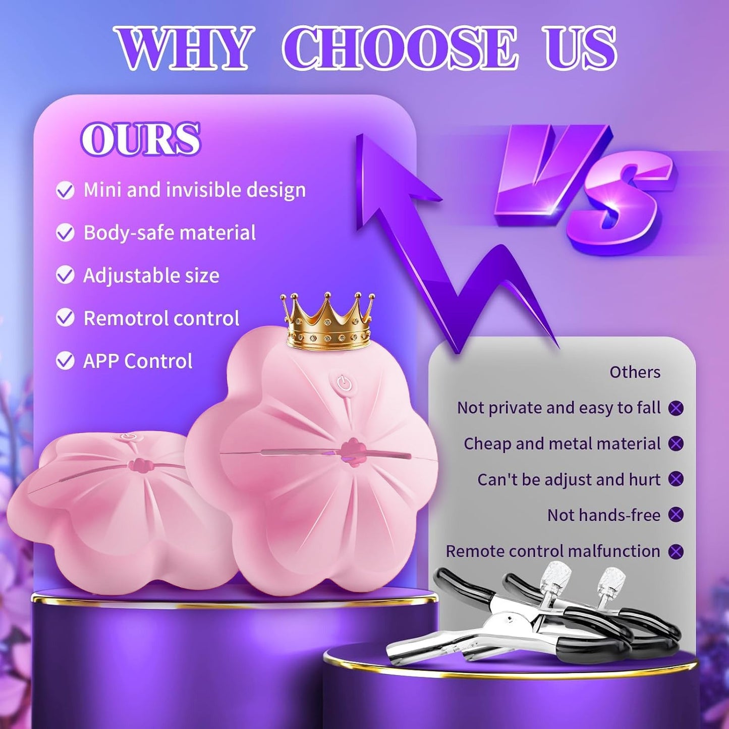 Elegant Rosebud Duo: Adjustable Touch-Sensitive Accessory with Wireless Remote