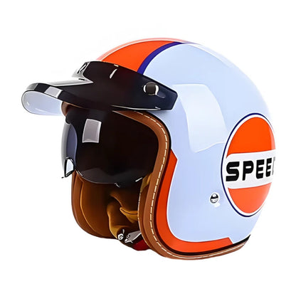 Speed 66 Orange - Vintage Open Face Helmet - DOT & ECE Approved