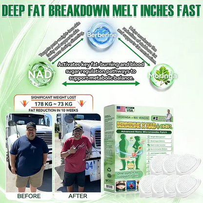 ✅Say Goodbye to Stubborn Belly Fat in 7 Days-Moringa·Berberine × NAD+ 10-in-1 Nano Microneedle Patch - Daily For Weight, Skin, Diabetes & Joint Health 🗽