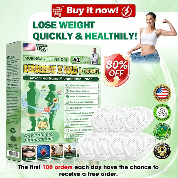✅Say Goodbye to Stubborn Belly Fat in 7 Days-Moringa·Berberine × NAD+ 10-in-1 Nano Microneedle Patch - Daily For Weight, Skin, Diabetes & Joint Health 🗽