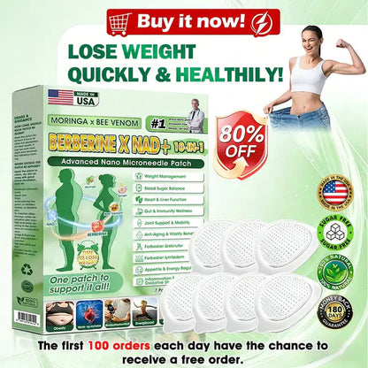 ✅Say Goodbye to Stubborn Belly Fat in 7 Days-Moringa·Berberine × NAD+ 10-in-1 Nano Microneedle Patch - Daily For Weight, Skin, Diabetes & Joint Health 🗽