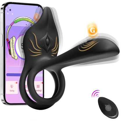 Vibrating Cock Ring Couples Sex Toys - Dual Penis Ring Vibrator with Fox-Shaped Clitoral Stimulator & 4.6in G Spot Vibrator, 10 Vibration Adult Toys for Men Women, Female Sex S&M Floggers