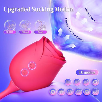 Triple-Motion Personal Massager with 10 AirPulse, Fluttering Wings & Deep-Massage Core – Rose Wellness Device