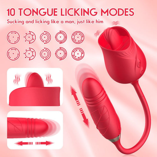 2-in-1 Rose Design Personal Massager – Features Dual-Ended Function and 10 Gentle Wave Modes