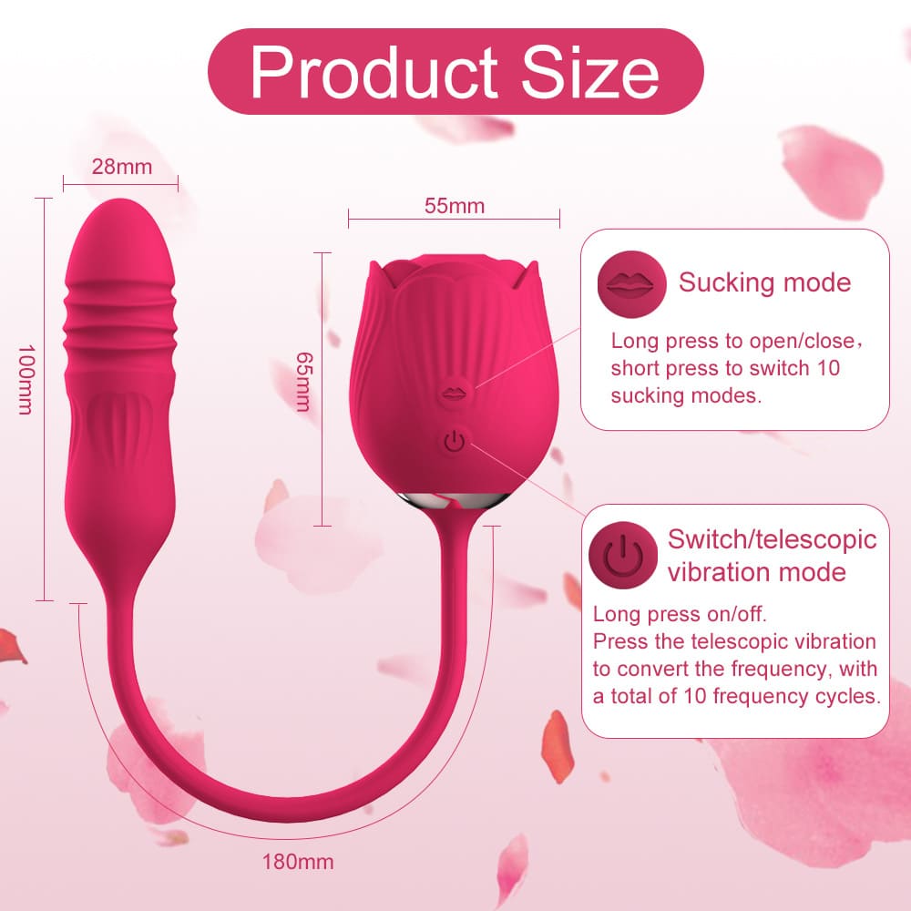2-in-1 Rose Design Personal Massager – Features Dual-Ended Function and 10 Gentle Wave Modes