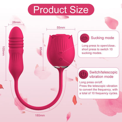 2-in-1 Rose Design Personal Massager – Features Dual-Ended Function and 10 Gentle Wave Modes
