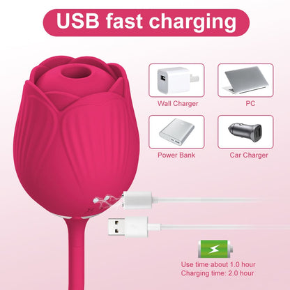 2-in-1 Rose Design Personal Massager – Features Dual-Ended Function and 10 Gentle Wave Modes