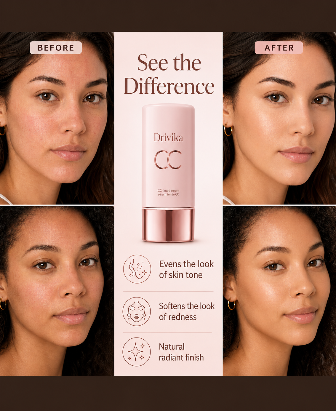 CC Tinted Serum ¨C Shade-Adaptive Coverage, 24H Hydration & Waterproof Wear