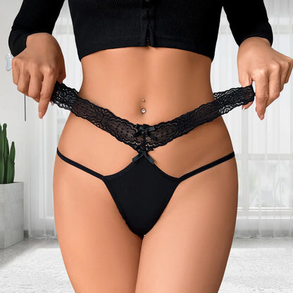 Black lace thong
